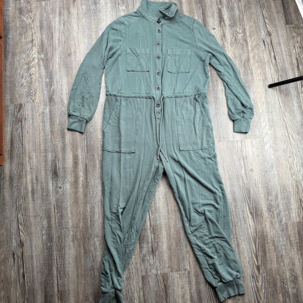 Boden Women's 6P Olive Jumpsuit Jersey Knit Button Front